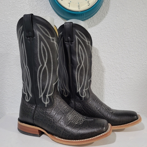 Tony Lama Men's Sealy Black Square Toe Western Boots Size 10 Black - Picture 1 of 9